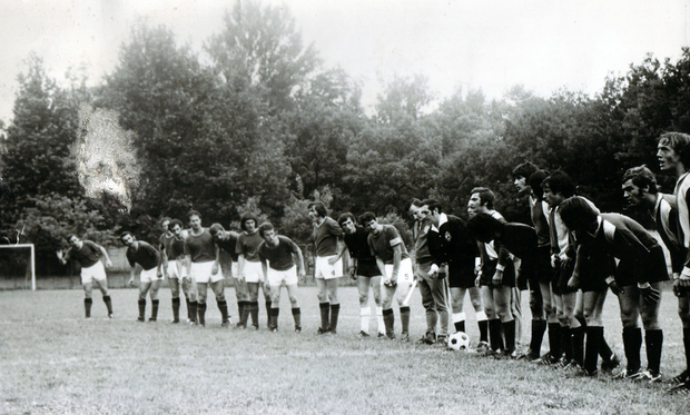 Momčad Banije i golman Stanko Kosanović protiv Kemičara u Zagrebu, 24. lipnja 1973.
