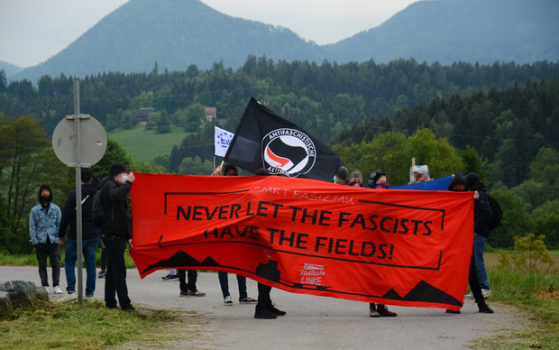 Protuprosvjed antifašista na Bleiburgu 2020. godine (Foto: no-ustasa.at)
