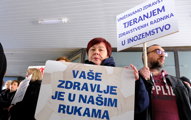 Nedavni prosvjed medicinskih sestara i tehničara u Zagrebu (Foto: Slaven Branislav Babić/PIXSELL)