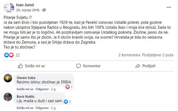 Ivan Juroš bio bi 100 posto ustaša